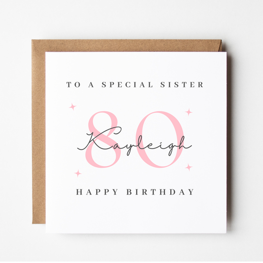 Sister 80th Birthday Card